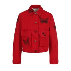 Укороченная джинсовая куртка с отделкой в виде бабочек Valentino