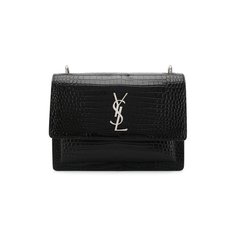 Сумка Sunset medium с тиснением под крокодила Saint Laurent