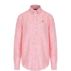 Льняная блуза прямого кроя в полоску Polo Ralph Lauren