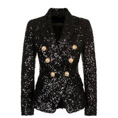 Приталенный двубортный жакет с пайетками Balmain