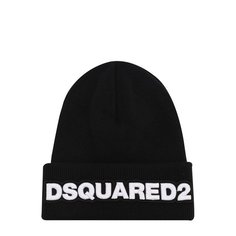 Шерстяная вязаная шапка с логотипом бренда Dsquared2