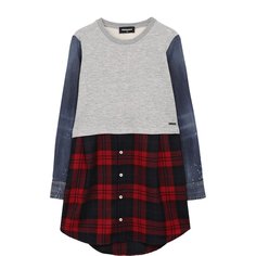 Хлопковое платье свободного кроя с отделкой Dsquared2