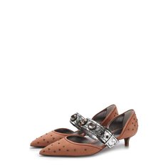 Замшевые туфли с заклепками на каблуке kitten heel Bottega Veneta