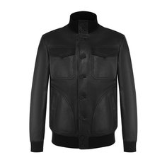 Кожаный бомбер на пуговицах с эластичными манжетами Bottega Veneta