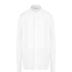 Однотонная хлопковая блуза свободного кроя Saint Laurent