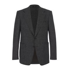 Однобортный пиджак в клетку из смеси шерсти и кашемира Tom Ford