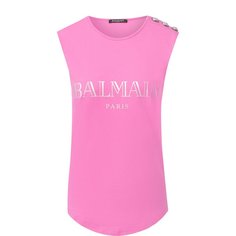 Хлопковый топ с логотипом бренда Balmain