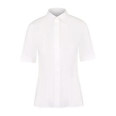 Приталенная хлопковая блуза с укороченным рукавом BOSS