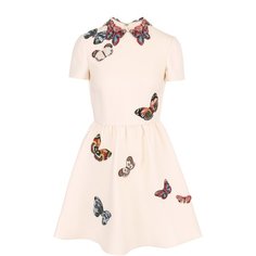 Мини-платье с вышивкой бисером в виде бабочек Valentino