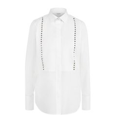 Хлопковая блуза с планкой и заклепками Valentino