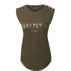 Хлопковый топ с логотипом бренда Balmain