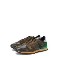 Комбинированные кроссовки Valentino Garavani Rockrunner на шнуровке Valentino