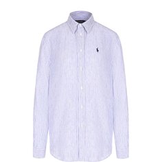 Льняная блуза прямого кроя в полоску Polo Ralph Lauren