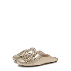 Сабо из металлизировнной кожи с бахромой Tod’s Tods