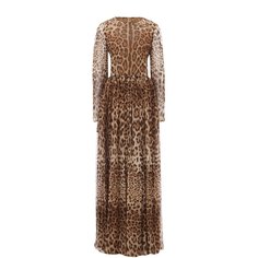 Шелковое платье-макси с леопардовым принтом Dolce & Gabbana