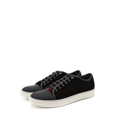 Комбинированные кеды с кожаным мысом Lanvin