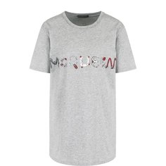 Хлопковая футболка с круглым вырезом и логотипом бренда Alexander McQueen