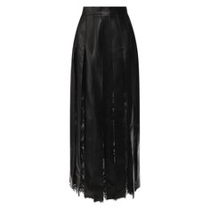 Кожаная юбка-миди с кружевными вставками Elie Saab
