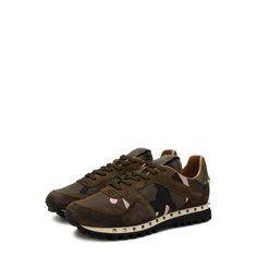 Комбинированные кроссовки Valentino Garavani Studded на шнуровке Valentino