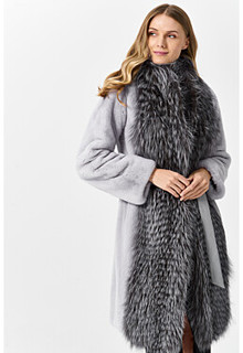 Шуба из аукционного меха норки KOPENHAGEN FUR и лисы Emfasi Pelle