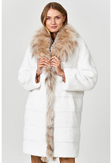 Шуба из аукционного меха норки KOPENHAGEN FUR с отделкой мехом рыси Emfasi Pelle