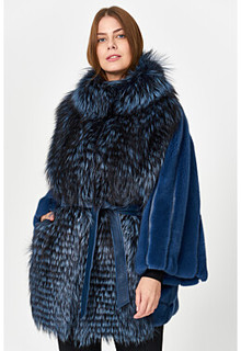 Шуба из аукционного меха норки KOPENHAGEN FUR и меха лисы Emfasi Pelle