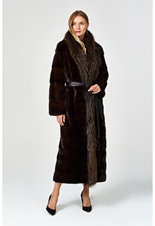 Шуба из аукционного меха норки KOPENHAGEN FUR с отделкой мехом лисы Emfasi Pelle
