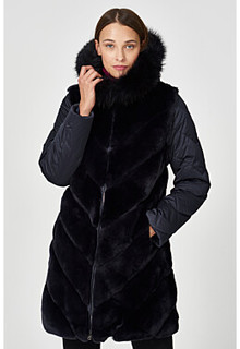 Комбинированная шуба из меха кролика Virtuale Fur Collection
