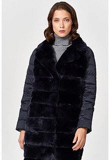 Шуба из меха кролика с комбинированными рукавами Virtuale Fur Collection