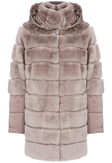 Шуба из меха кролика с комбинированными рукавами Virtuale Fur Collection