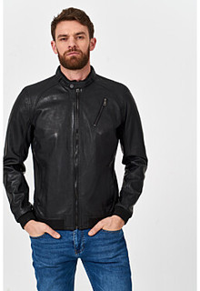 Кожаная куртка с отделкой трикотажем Urban Fashion for men