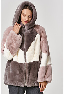 Шуба из меха кролика с капюшоном Virtuale Fur Collection