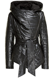 Утепленная кожаная куртка с капюшоном La Reine Blanche