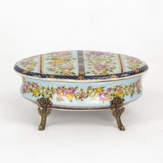 Шкатулка фарфоровая с бронзой 18х11х7см Wah luen handicraft