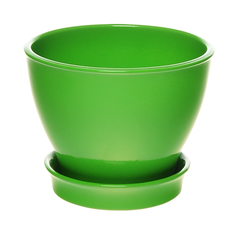 Горшок с поддоном керамический для цветов Керам Ксения глянец зеленый 9см