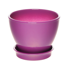 Горшок с поддоном керамический для цветов Керам Ксения глянец сиреневый 9см