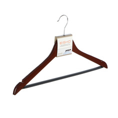Вешалка Eisho деревянная с плечиками и перекладиной для брюк цвет орех