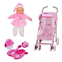 Игровой набор Bambolina Boutique Прогулочная коляска с куклой 36 см