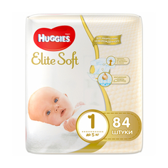 Подгузники для новорожденных Huggies Elite Soft 1 (до 5 кг) 84 шт