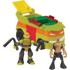 Игровой набор Playmates Черепашки ниндзя Micro Микеланджело и Бибоп в фургоне для вечеринок