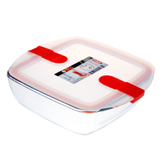 Форма для запекания и хранения квадратная с пластиковой крышкой и зажимами по бокам 25х22см Pyrex