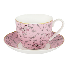 Чашка с блюдцем розовая 0,42л камея The english mug