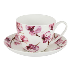 Чашка с блюдцем белая 0,42л орхидея The english mug