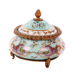 Шкатулка фарфоровая с бронзой 18см Handicraft