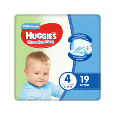 Подгузники Huggies Ultra Comfort для мальчиков 4 (8-14 кг) 19 шт