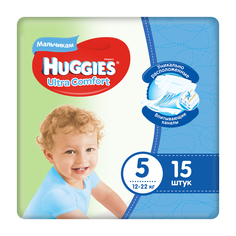 Подгузники Huggies Ultra Comfort для мальчиков 5 (12-22 кг) 15 шт