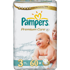 Подгузники Pampers Premium Care 3 (4-9 кг) 60 шт