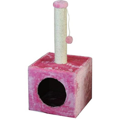 Когтеточка для котят MAJOR Домик с игрушкой 31х31х67см розовый