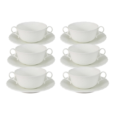 Набор суповых чашек на блюдце Narumi Шёлк 6 шт Наруми