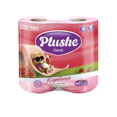 Туалетная бумага Plushe Classic Клубника 4 рулона